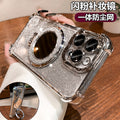 Four-corner airbag case for apple 17 pro max, anti-drop minimalist iphone 15 mirror stand protective cover