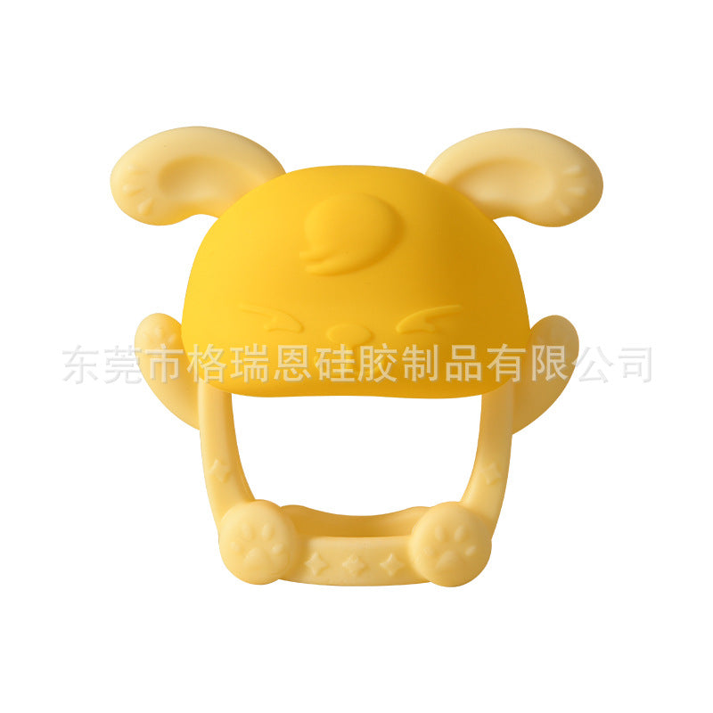 Cross-border new toothpaste baby hand guard toothpaste, silicone rabbit toothpaste, hand grab soothing toothpaste can be boiled in stock