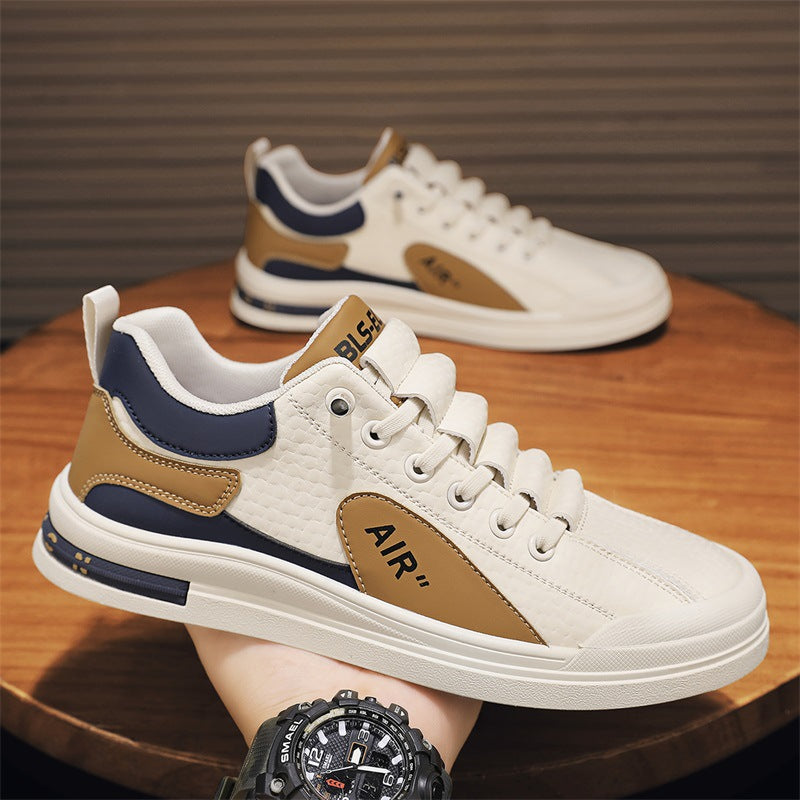 Men's spring breathable 2026 new versatile athletic casual flat white sneakers - trendy work shoes for men