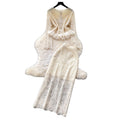 French chic lace cutout elegant two-piece set for women -  spring/autumn slim-fit high-end style