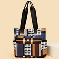 2024 new large capacity shoulder bag fashion korean style handbag color block plaid tote bag women's bag mom bag