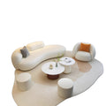 Nordic normcore cream style sofa living room velvet art curved modern casualaccessible luxury beauty salon reception internet celebrity style