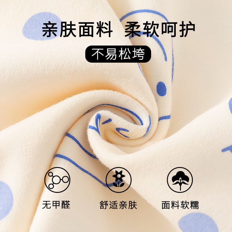 Baby pure cotton boneless high waist belly protection fall and winter autumn clothes long johns suit baby heattechintimates boys and girls home sleep