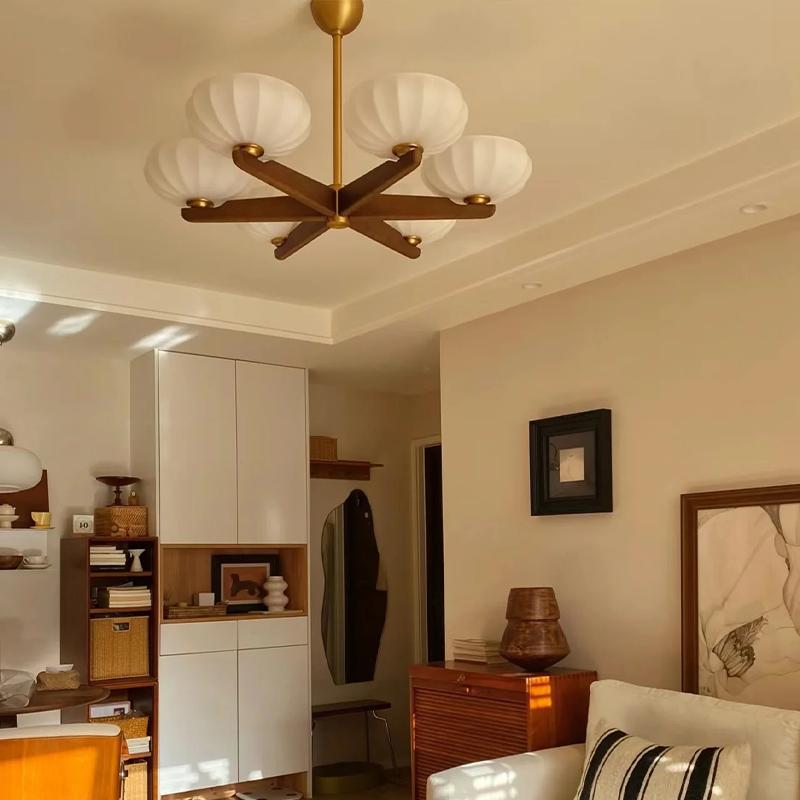 Vintage French living room light Atmospheric American dining room study eye protection light Walnut high-end bedroom chandelier
