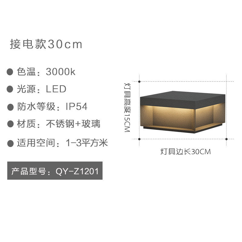 Outdoor solar fence post lights - modern minimalist waterproof lighting for home, villa, and gate pillars