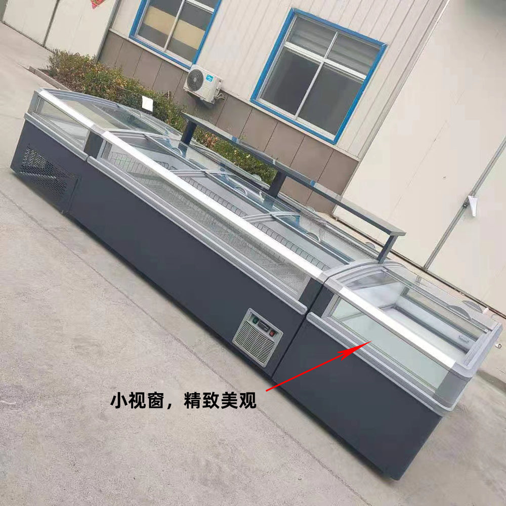 Large window automatic frost combination island freezer