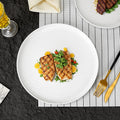 Modern minimalist ceramic steak plate for western cuisine, restaurant, and hotel use - white round porcelain plate, pure white home-use cold dish plate, dinner plate
