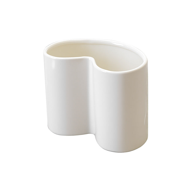 Minimalist pure white pen holder storage ceramic vase kitchen utensil organizer home decor ceramic vase ornament