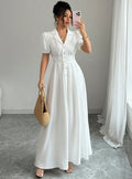 new european and american cross-border fashion: french chic white fitted mini dress