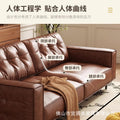 Italian normcore oil wax leather sofa medieval style small apartment living room sofa accessible luxury three or four-person row sofa