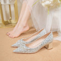 Pointed-toe wedding shoes for women, new 2023 collection: bridal shoes, suitable for everyday wear, bridesmaid shoes, french crystal shoes