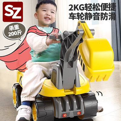 Large excavator kids toy car can seat people remote control engineering vehicle hook push excavator boy gift beach toy