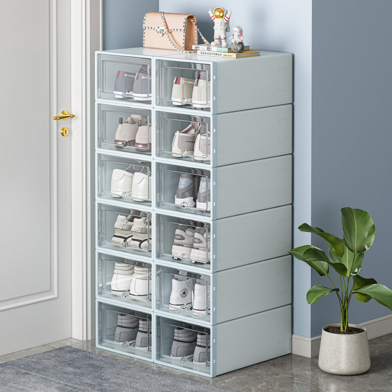 Folding shoe box household door shoe rack shoe storage box drawer type transparent shoe cabinet storage box saves space