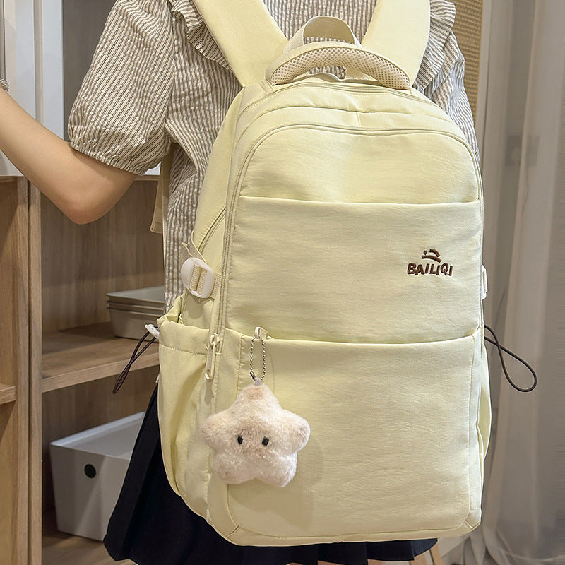 New large capacity butter casual backpack for students (middle & high school), korean style double shoulder bag, travel & street style bookbag