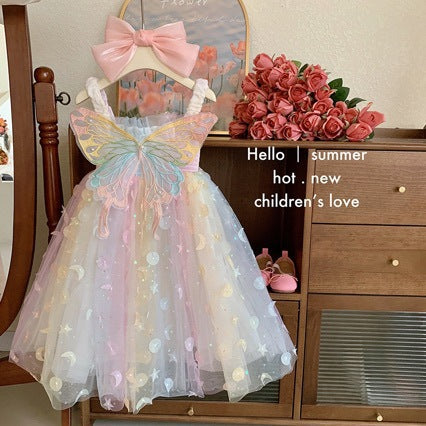Girls' dresses  summer collection: kids' formal dresses, sundresses, princess dresses, baby dreamy fairy dresses with butterfly and rainbow accents