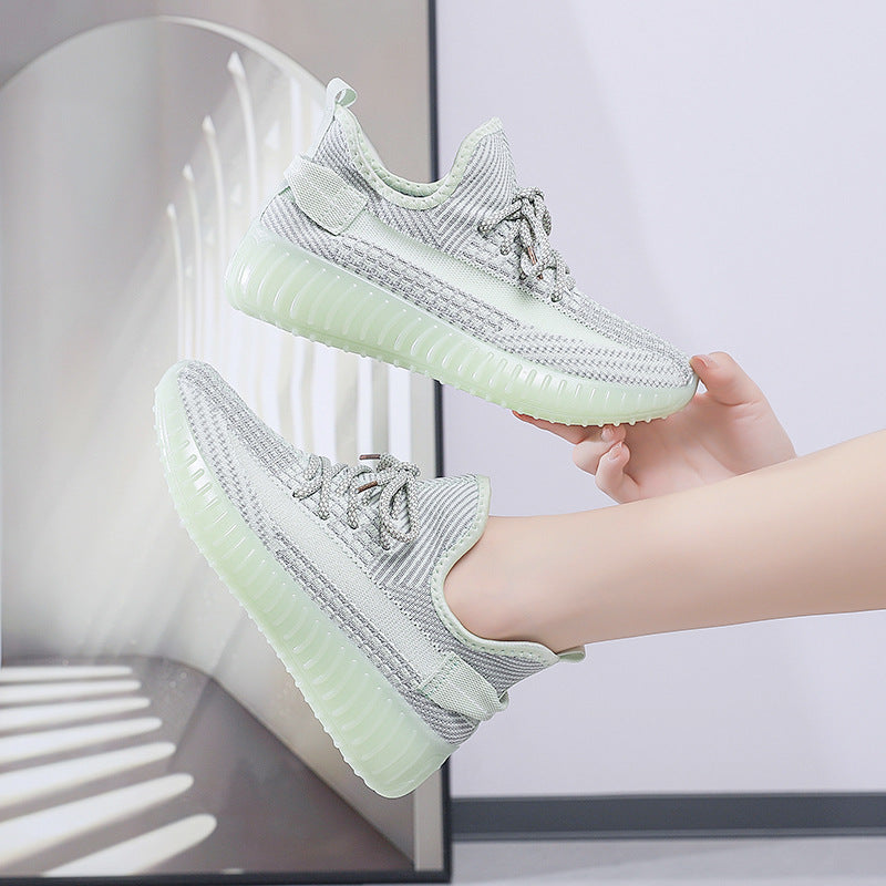 2025 new flyknit mesh women's shoes - summer breathable casual sneakers, versatile dad shoes, trendy athletic shoes