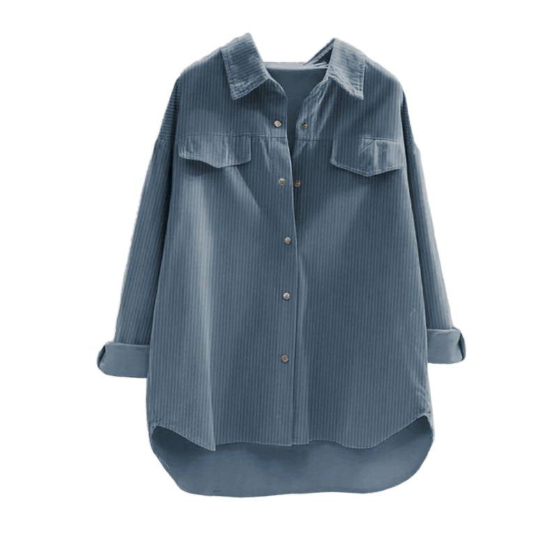 Full real shot shein independent station 1688  hot selling casual corduroy shirtoutwear
