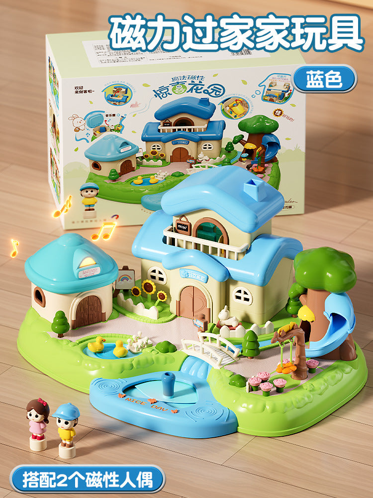 New arrival play house magnetic toy princess doll house small doll girl girl villa suit birthday gift