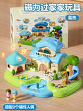 New arrival play house magnetic toy princess doll house small doll girl girl villa suit birthday gift