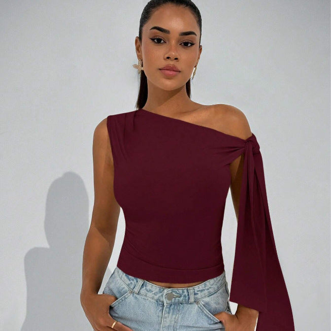 summer new arrivals: european and american fashion street style slim-fit tie-up sleeveless top for women