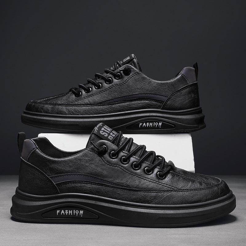 Spring men's shoes 2025 new spring and autumn sports casual leather shoes men's board shoes black non-slip waterproof chef labor protection