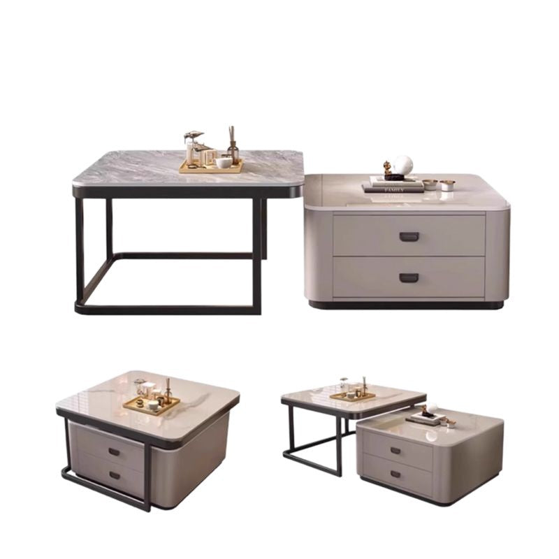 Rock slab coffee table accessible luxury modern casual square small apartment popular living room for home glass new arrival marble table