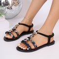 New bohemian women's espadrilles  summer colorful woven beaded round toe comfortable flat sandals