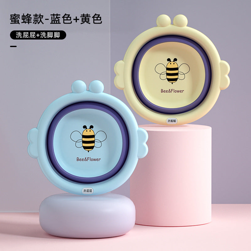 Newborn washbasin can be hung cartoon basin kids washbasin for home foldable baby washbasin export plastic basin