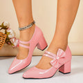 2026 spring new arrival: women's chunky heel high heels - european & american style, pointed toe, lightweight & comfortable, with bow detail