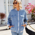 Fashion cross-border foreign trade women's clothing  independent station new washed baseball uniform zipper denim outwearjacket trendy