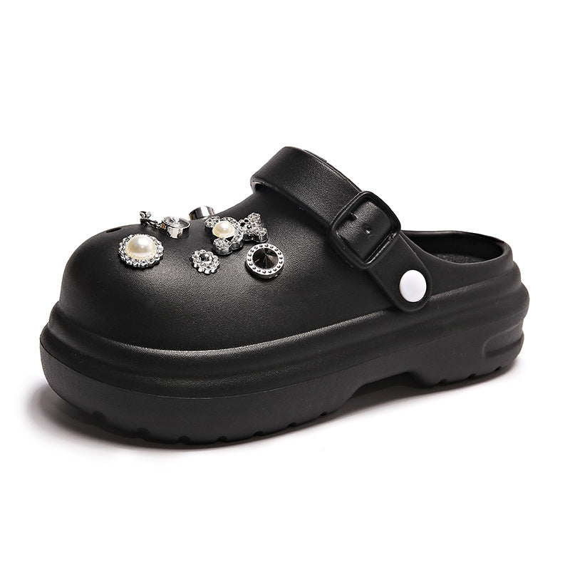Women's summer clogs: new platform sandals with thick soles, hidden heel, beach-ready, nurse-style, closed-toe, half-slipper design