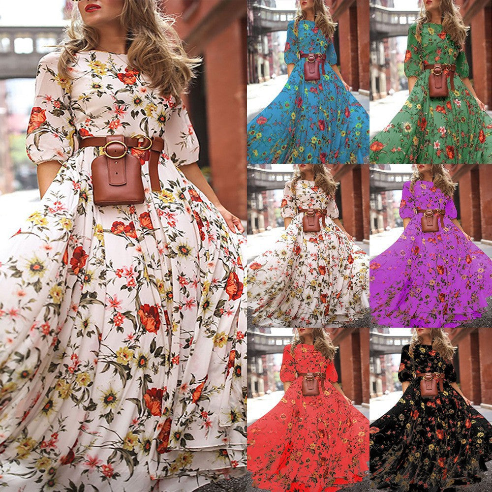 spring new arrivals: southeast asian women's printed maxi dress - -approved slim fit fashion dress