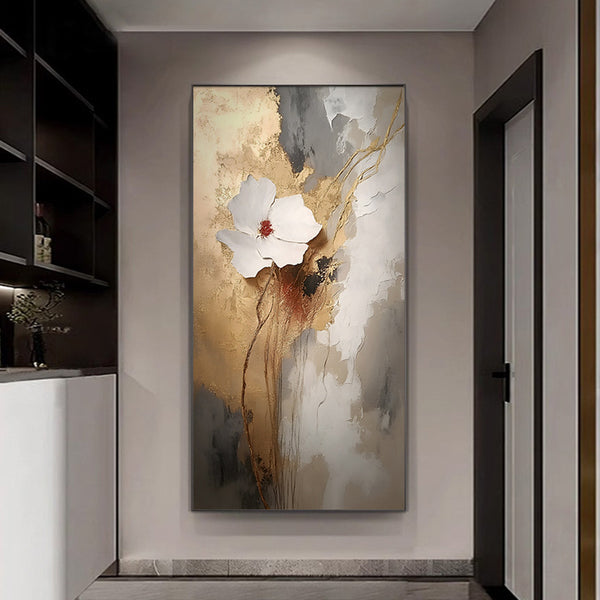 2025 new porch decorative painting, high-level sense abstract entry, hanging flowers on the opposite door, aisle corridor mural