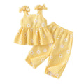 Children's clothing shein cross-border girl suit yellow suspender top + pants two pieces