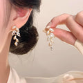 Super flash full zirconium leaf tassel earrings for women niche styleclassyelegant earrings elegancecasual earrings earrings wholesale