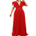 C8452 in stock  summer new  foreign trade plus size women's mesh patchwork pleated cross-border jumpsuit