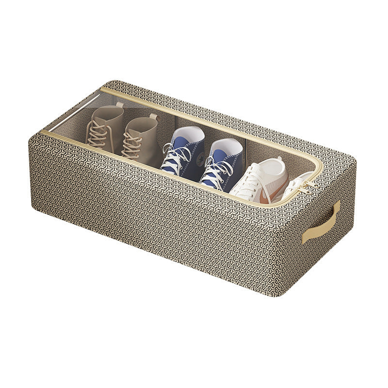Interlock pattern installation-free home shoe storage box, thickened steel frame, foldable storage box, under-bed shoe organizer