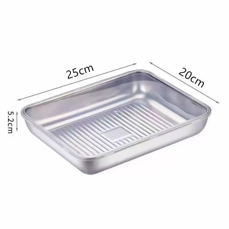 stainless steel towel tray for homemultifunctional covered square tray refrigerator food preservation box barbecue tray manufacturer