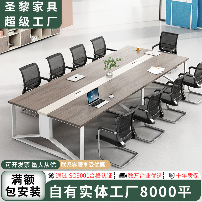Saint-li conference table and chair set - long table office desk for business reception and negotiations, available in small and large sizes