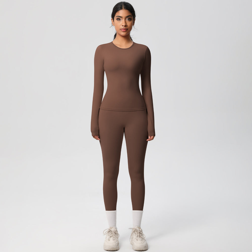 European and american nude feel brushed solid color yoga outfit set - quick-dry, breathable, 8-piece running & fitness activewear set for women