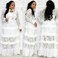 supply fashionlace shirt collar long sleeves fungus patchwork multi-layer cake long skirt matching brooch long skirt