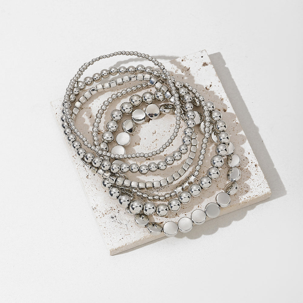 Wholesale alloy beaded bracelets - european & american cross-border jewelry - women's niche, light luxury, high-end handmade geometric layered anklets