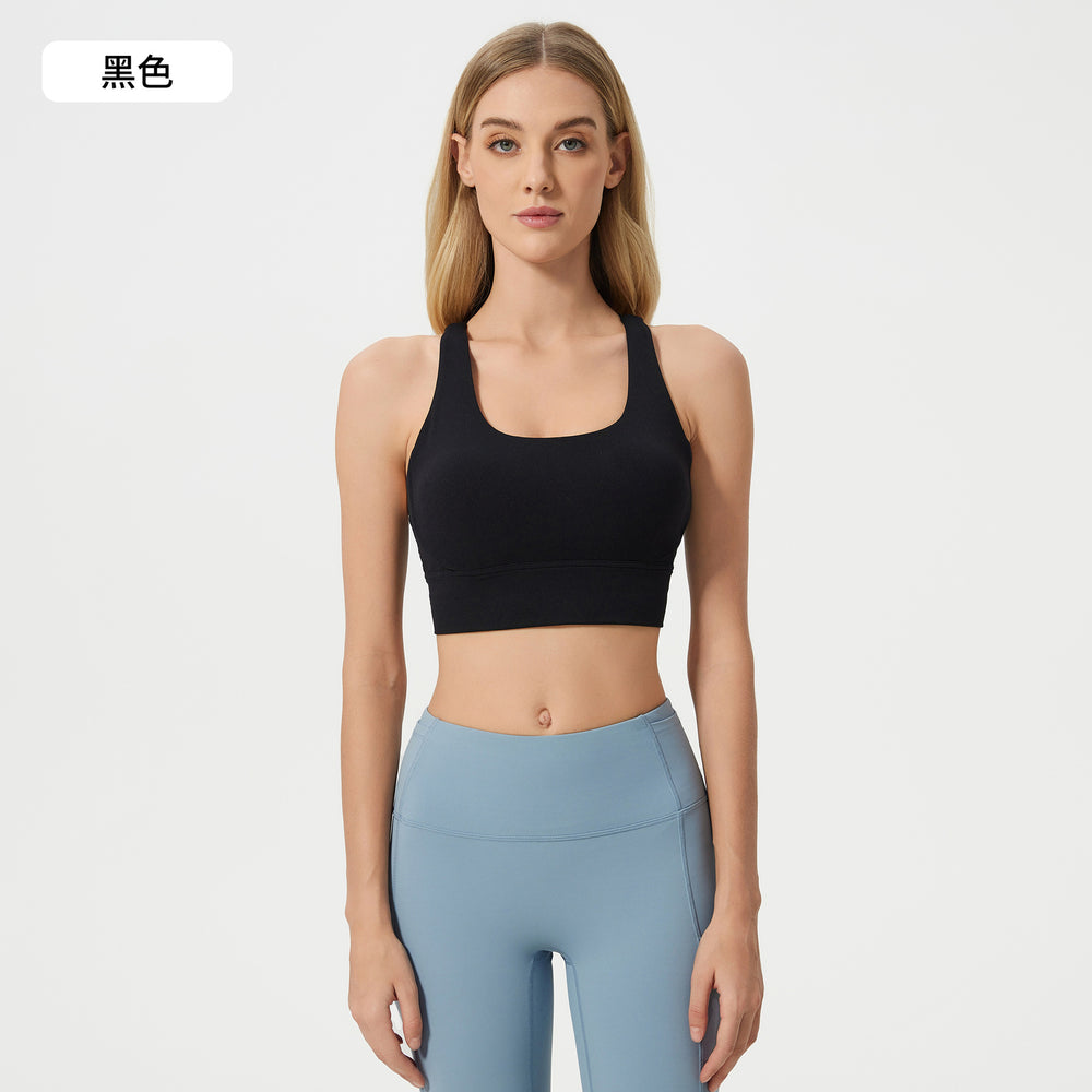 Naked feel shaping criss-cross back yoga bra - high impact shockproof running fitness sports bra for women d25050