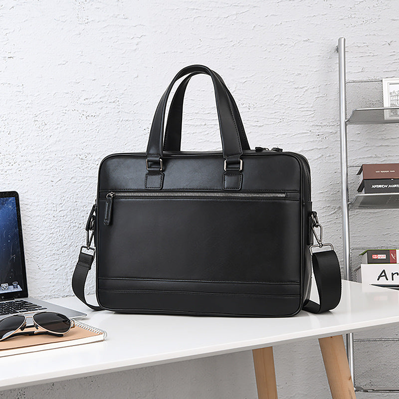 New men's briefcase 15.6 inch men's PU business handbag large-capacity portable document data bag wholesale