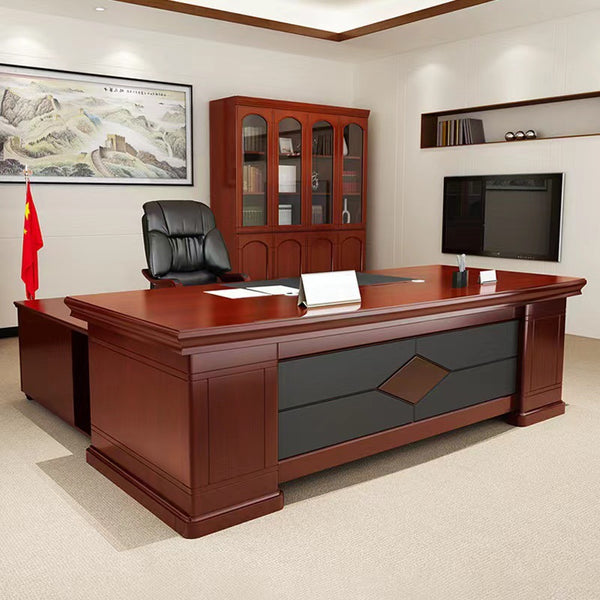Simple and modern Chinese boss table supervisor's desk, large class desk, president's office desk, matching bookcase, tables and chairs