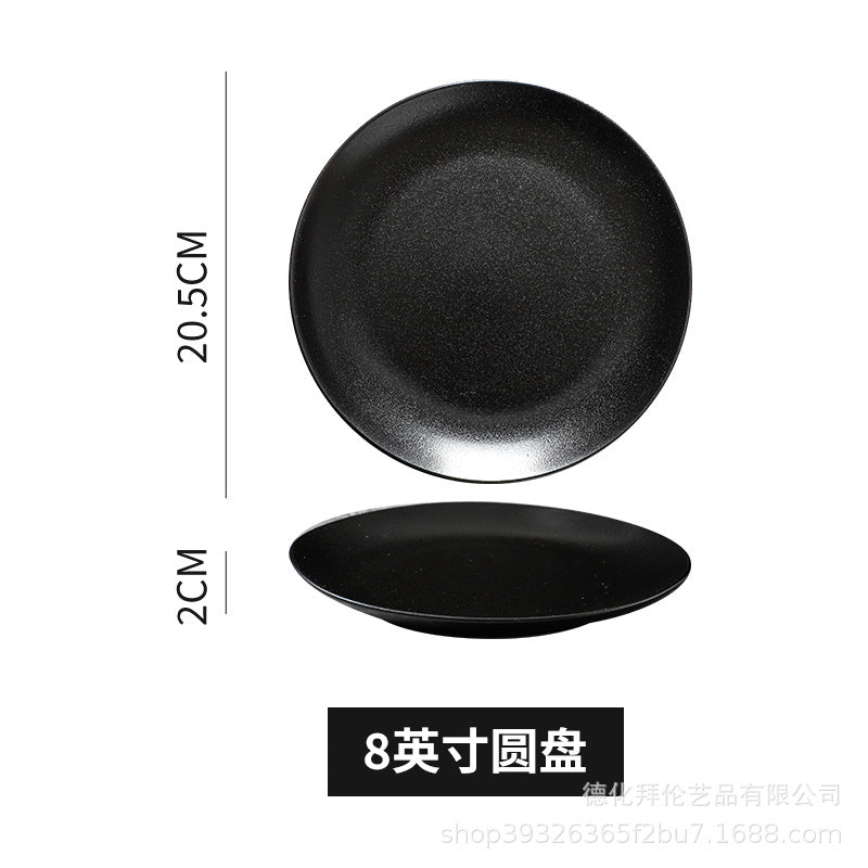 Steak plate western dinner plate creative black matte gold rim steak plate commercial ceramic tableware western dinner plate