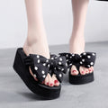 6cm flip-flops polka dot bow korean style black