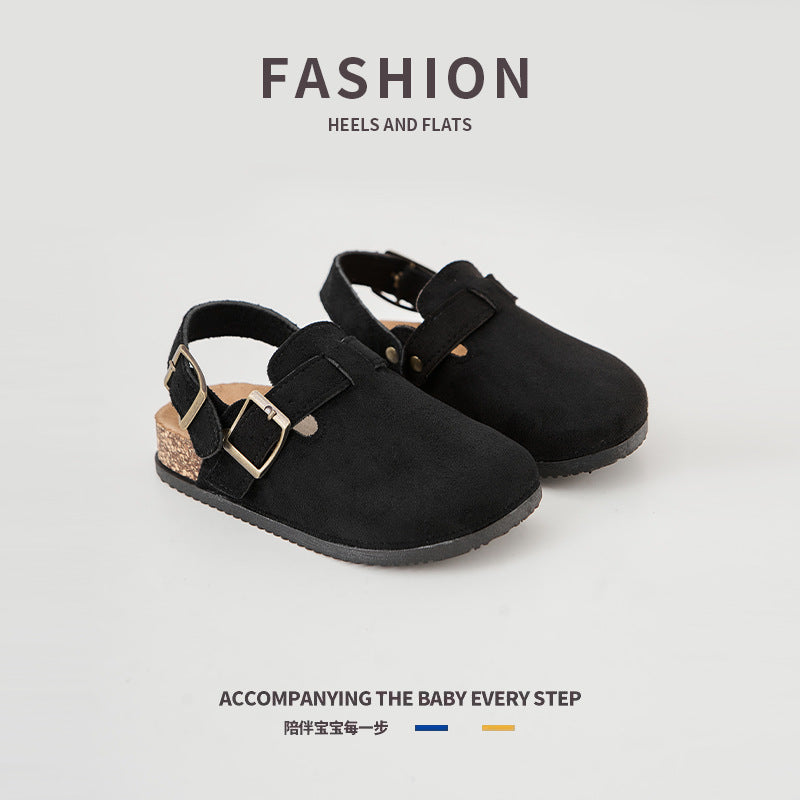 new children's birkenstock-style sandals with heel strap, european and american style, lightweight, non-slip, matching family slippers, export sizes 28-37