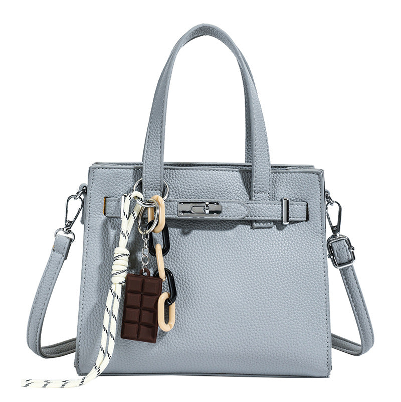 Cross-border niche soft leather portable Kelly bag women's bag 2025 new simple shoulder bag lychee pattern commuter messenger bag