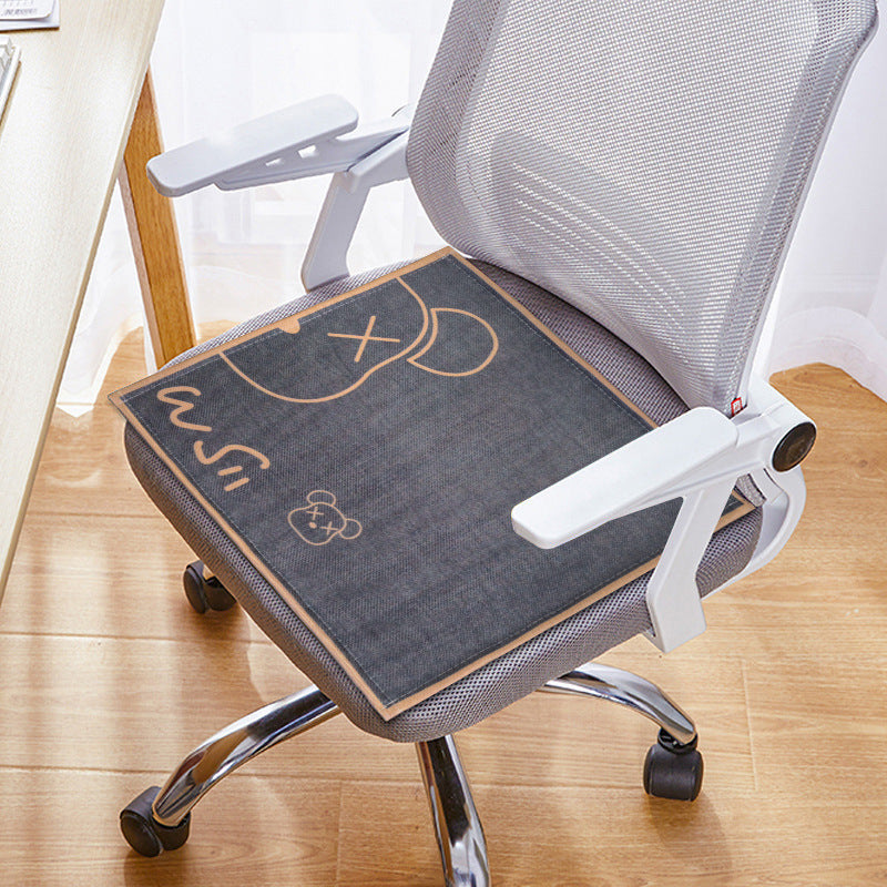 Cartoon cute ice silk seat cushion, car seat cushion, universal in all seasons, summer office seat cushion, work chair non-slip cushion
